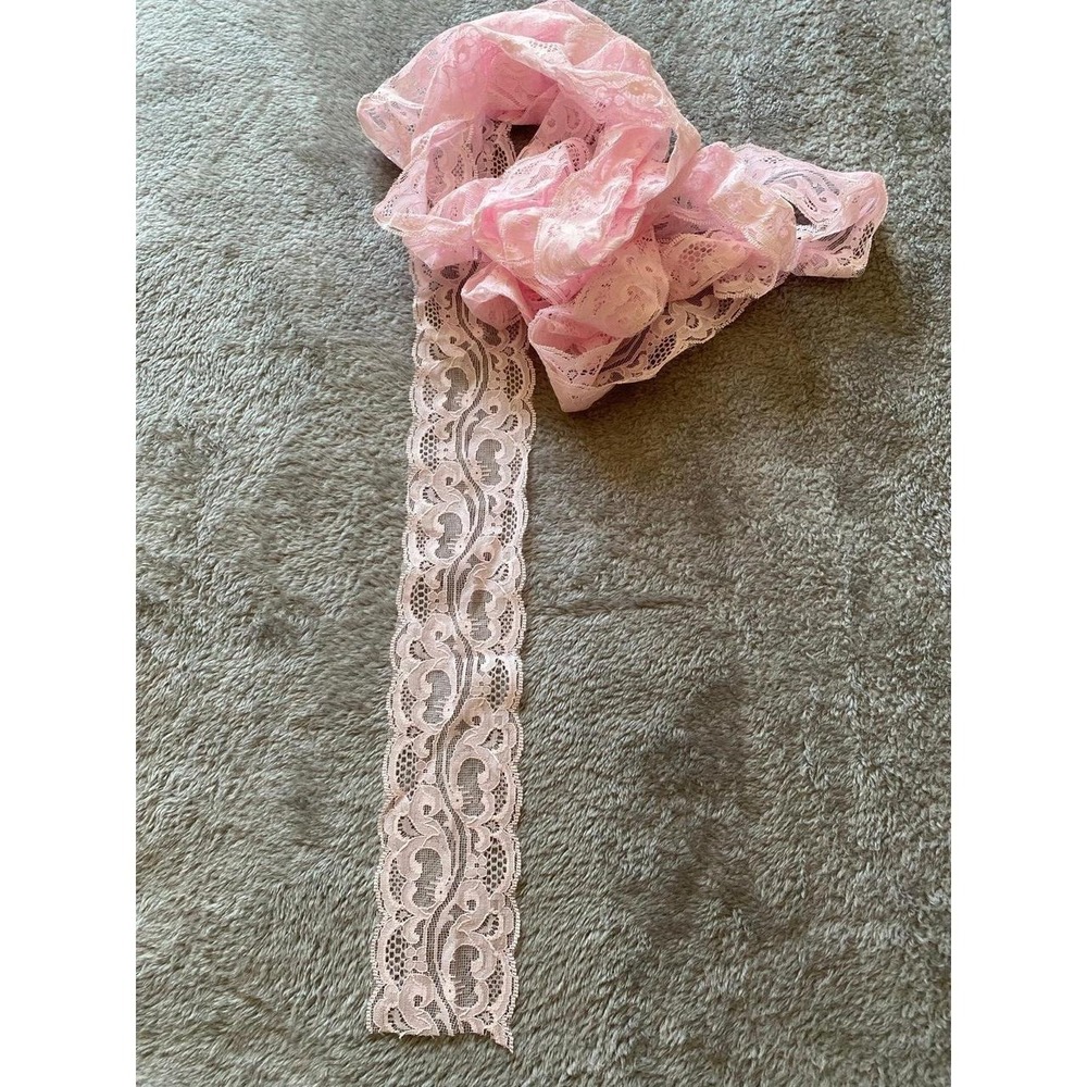 Vintage Lace DIY Sew Craft Junk Journal Pink 4 Yards 2.5" x 144" Elegant